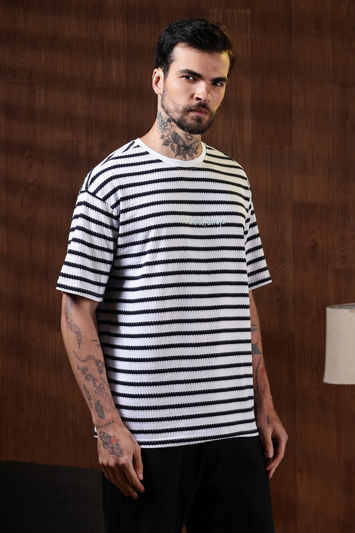 Stripes: Embroidery Oversized T-Shirt