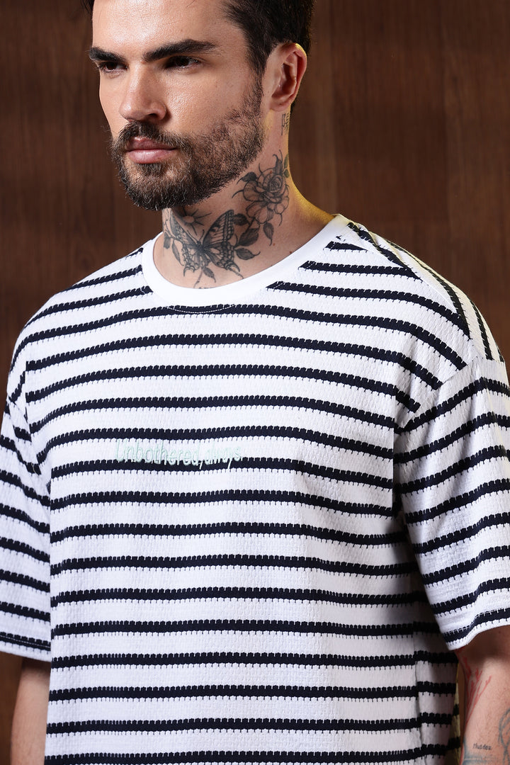 Stripes: Embroidery Oversized T-Shirt