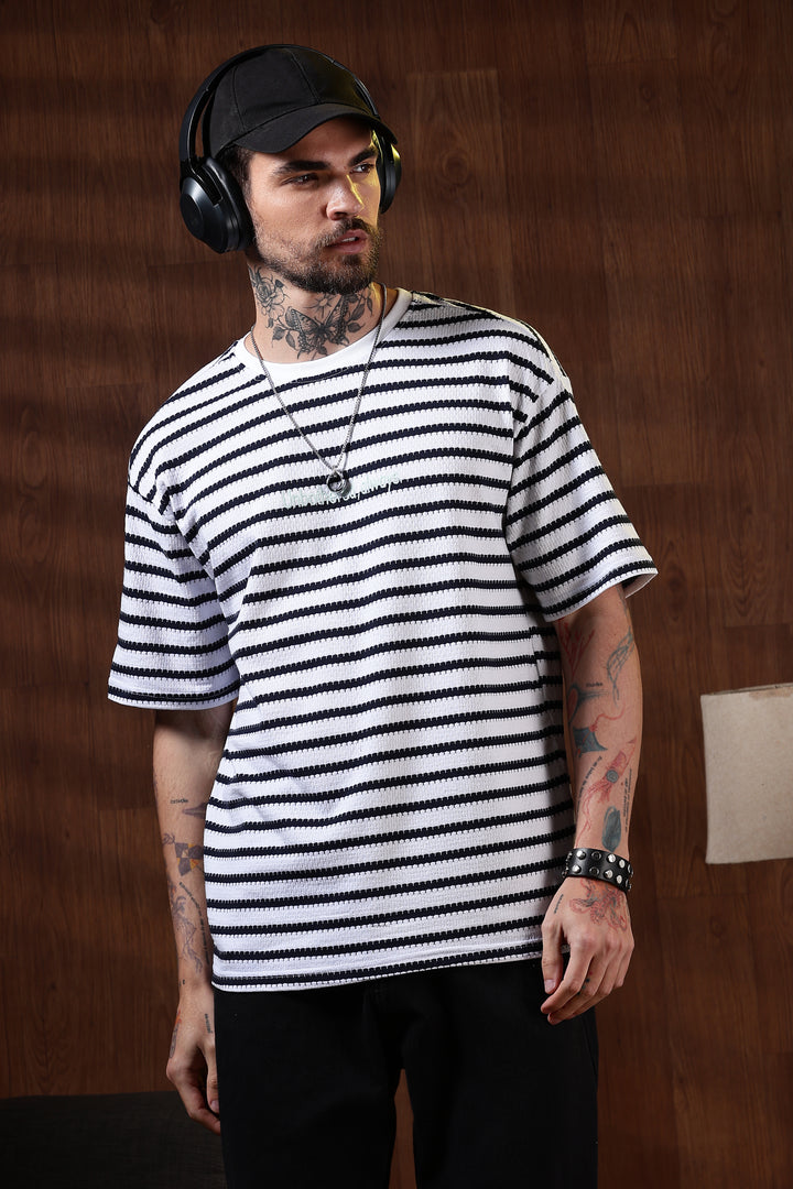Stripes: Embroidery Oversized T-Shirt