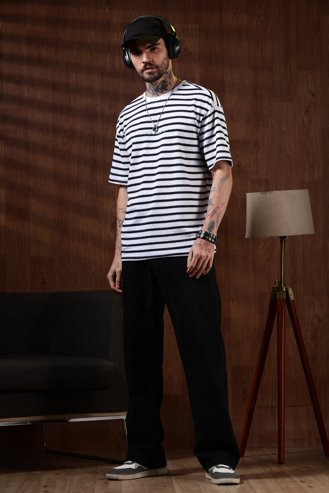 Stripes: Embroidery Oversized T-Shirt