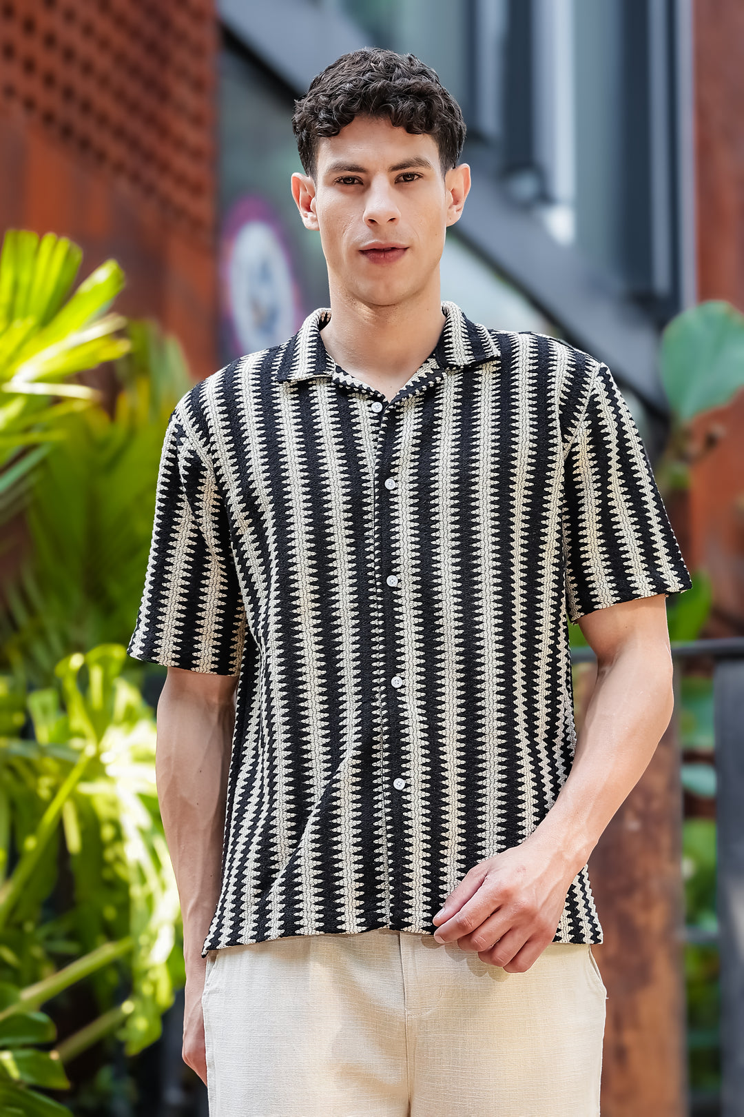 Black Wave Crochet shirt
