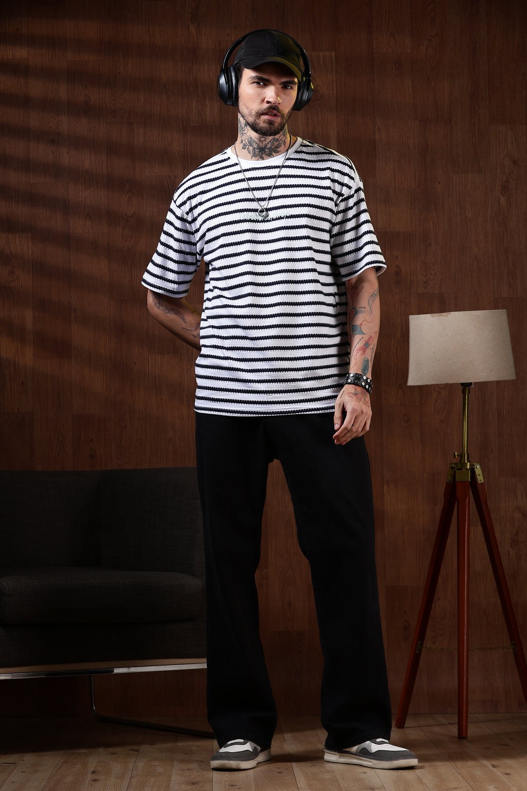 Stripes: Embroidery Oversized T-Shirt
