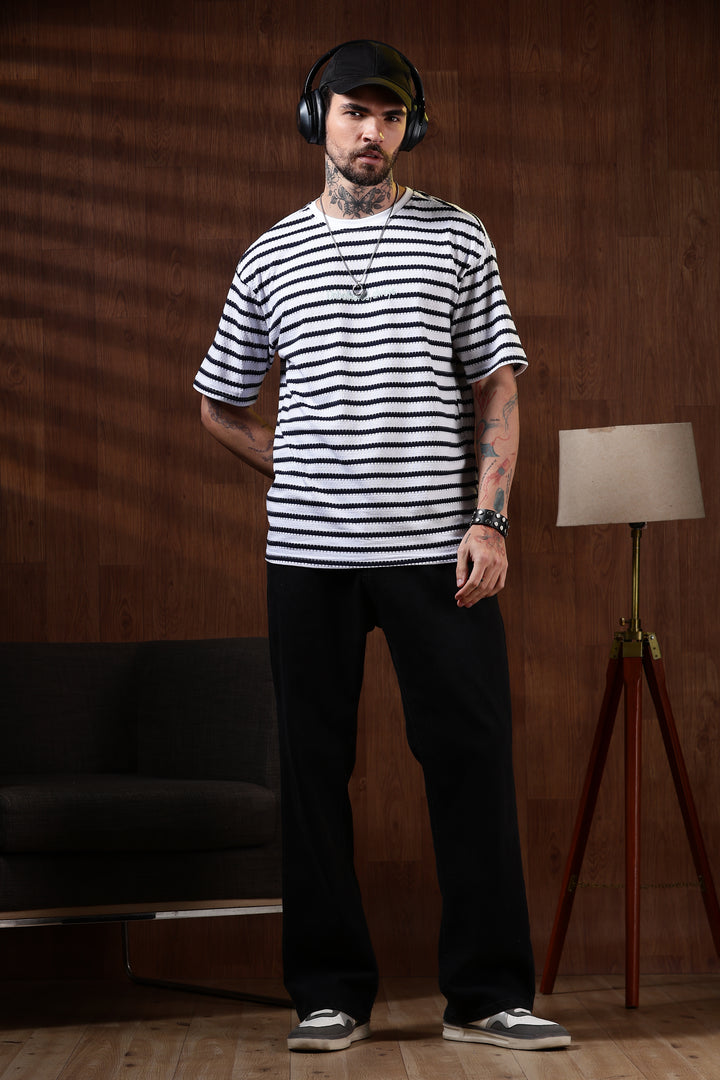 Stripes: Embroidery Oversized T-Shirt