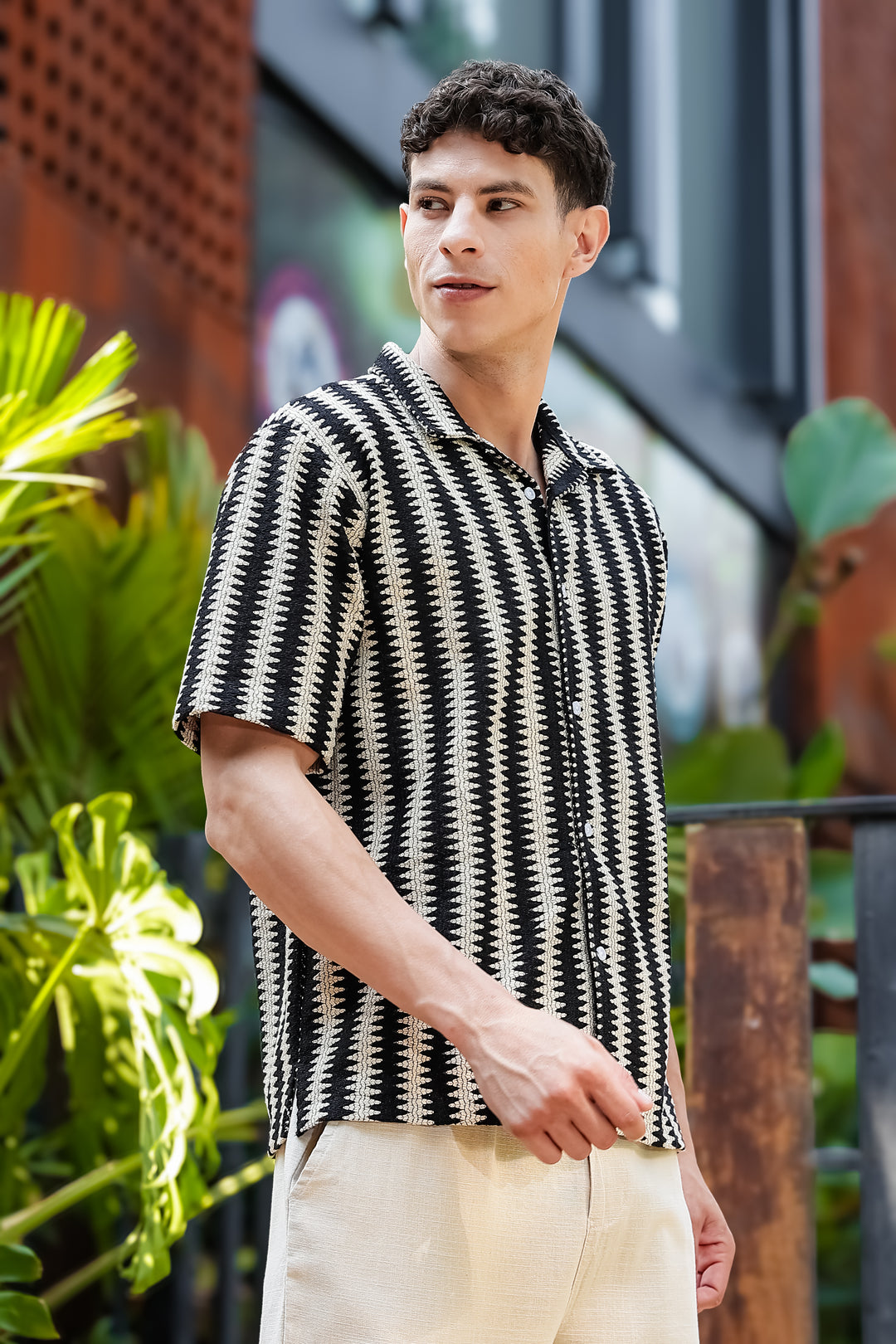 Black Wave Crochet shirt