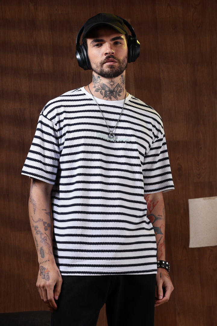 Stripes: Embroidery Oversized T-Shirt