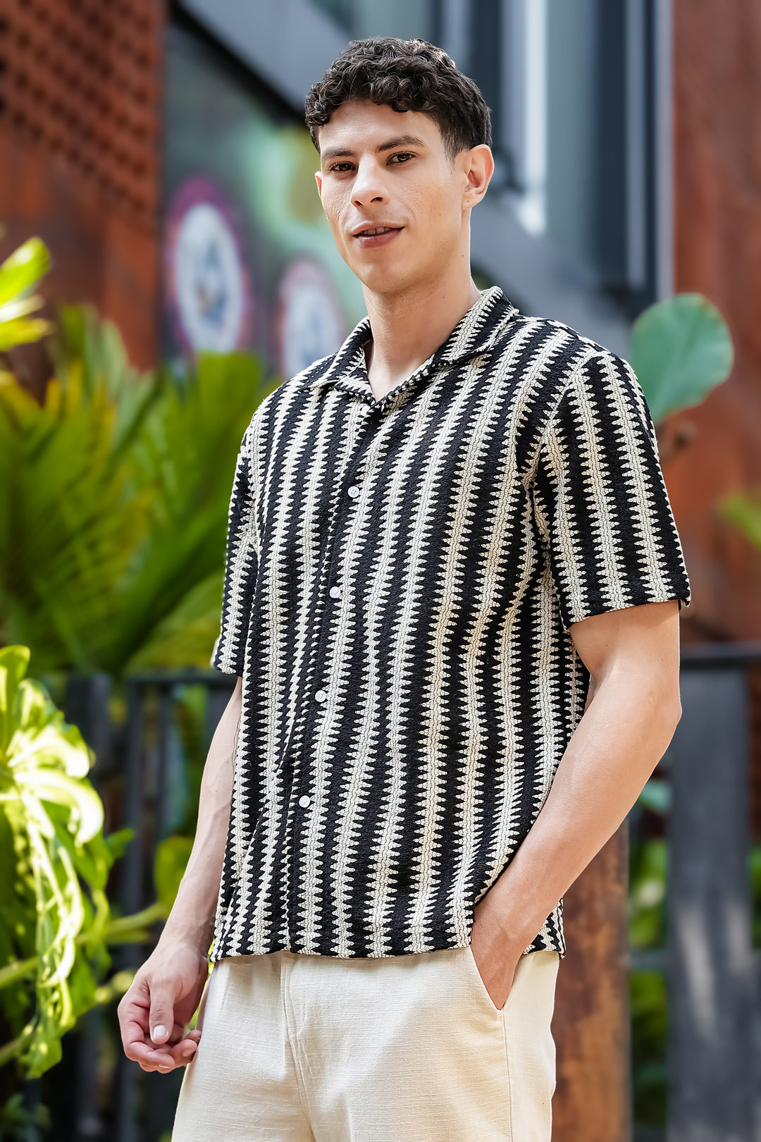 Black Wave Crochet shirt