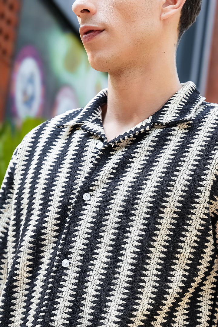 Black Wave Crochet shirt