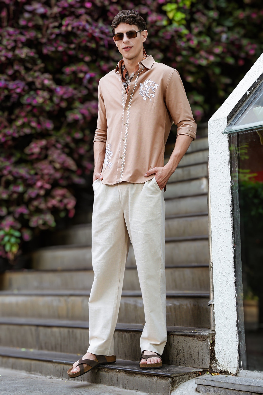 Hidden Treasure Brown Embroidery Linen Shirt