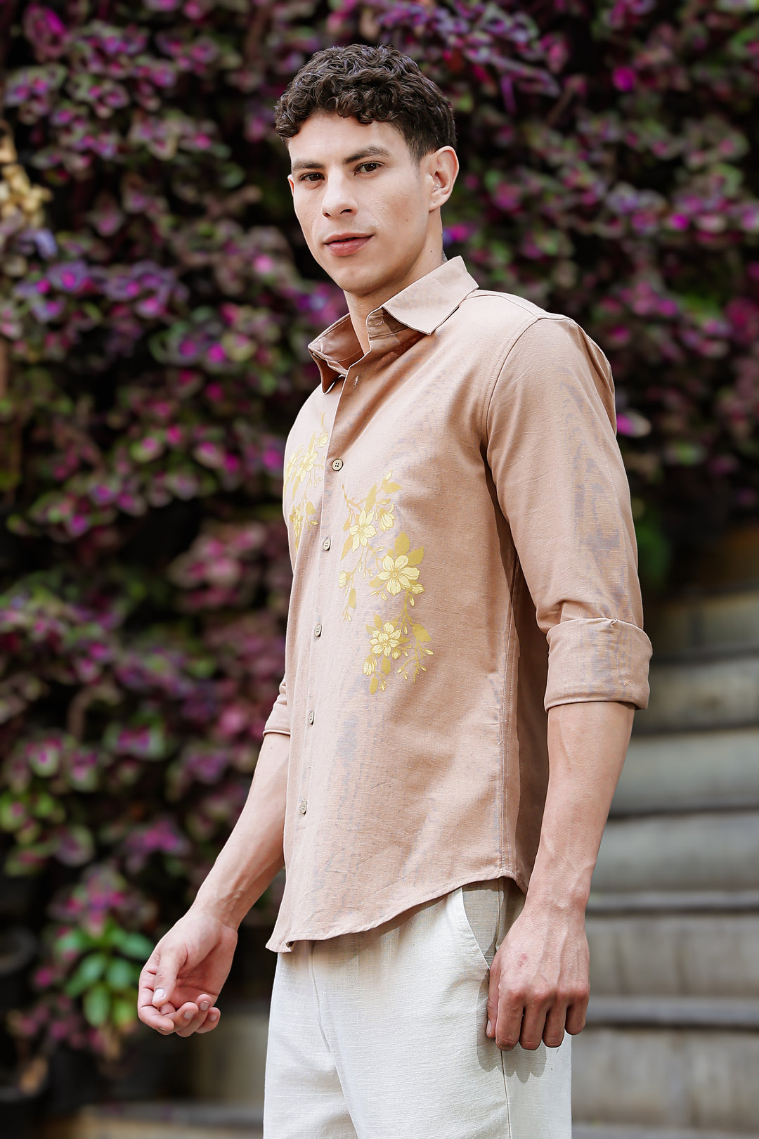 Unrefined Beauty Brown Printed Linen Shirt