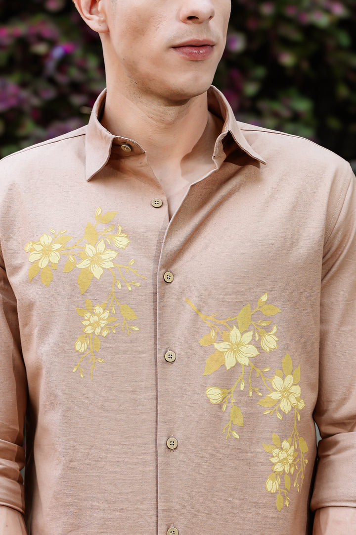 Unrefined Beauty Brown Printed Linen Shirt