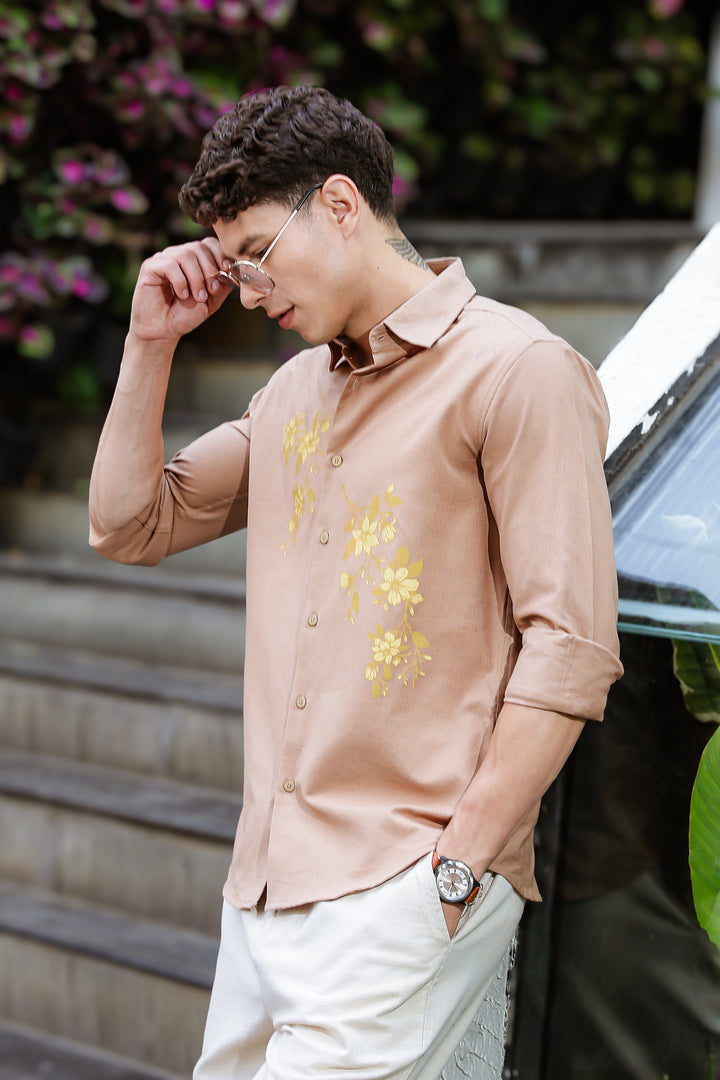 Unrefined Beauty Brown Printed Linen Shirt