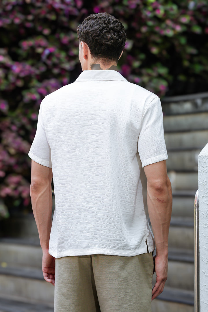 Conventional Embroidery Textured Fabric Shirt