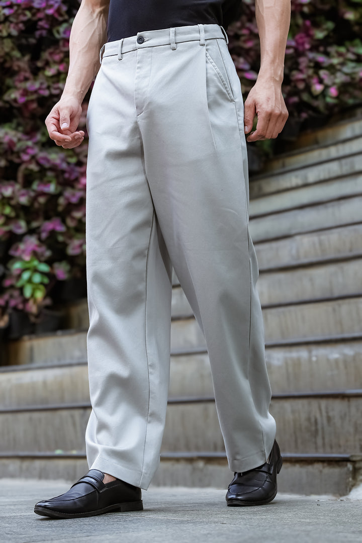 Korean Pants : Light Grey Trousers