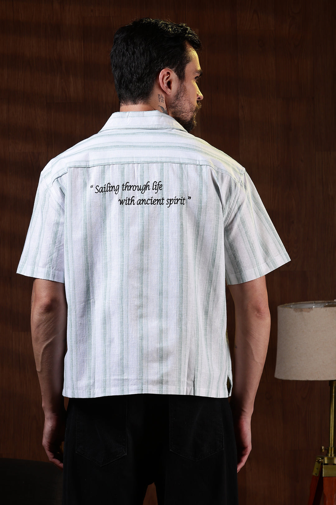 Greek Inspiration: Green Stripes Boxy Fit Cuban Shirt