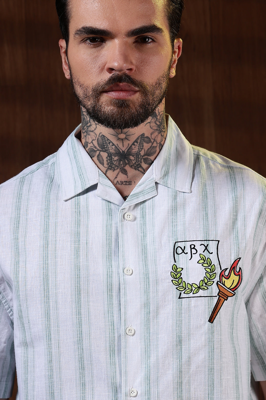 Greek Inspiration: Green Stripes Boxy Fit Cuban Shirt