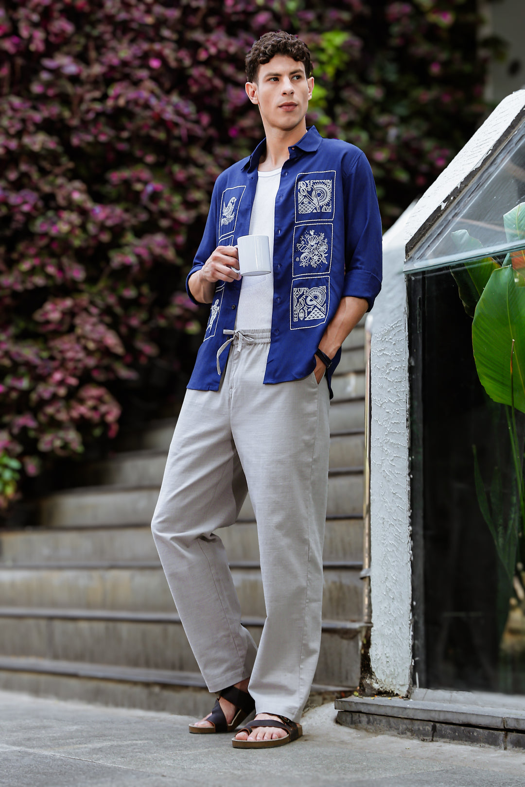 Linen : Ash Baggy Trousers