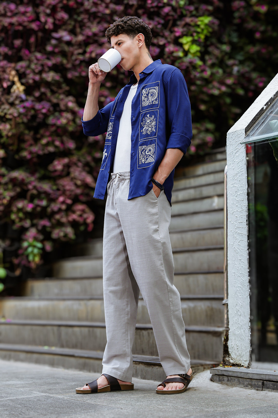 Linen : Ash Baggy Trousers