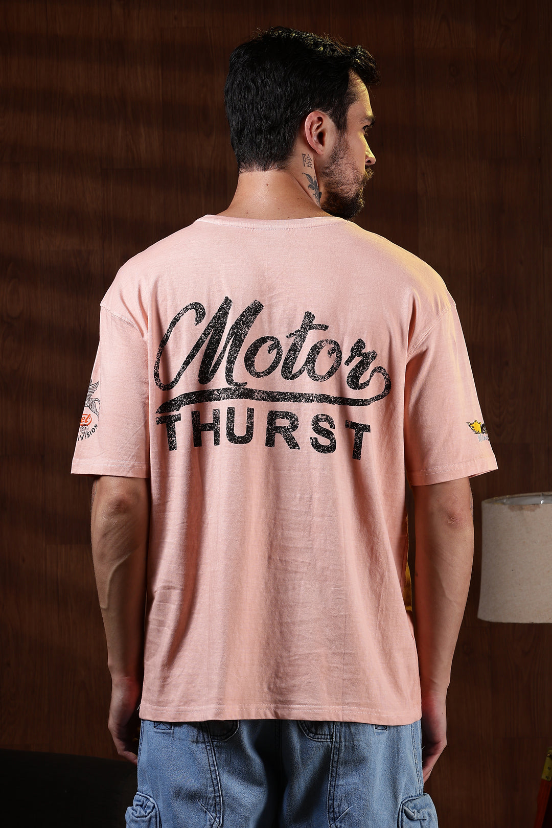 Motor-Thrust : Dyed Peach Oversized Tshirt