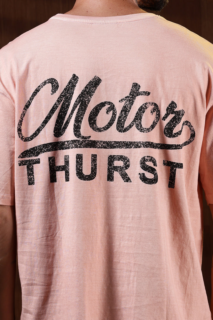 Motor-Thrust : Dyed Peach Oversized Tshirt