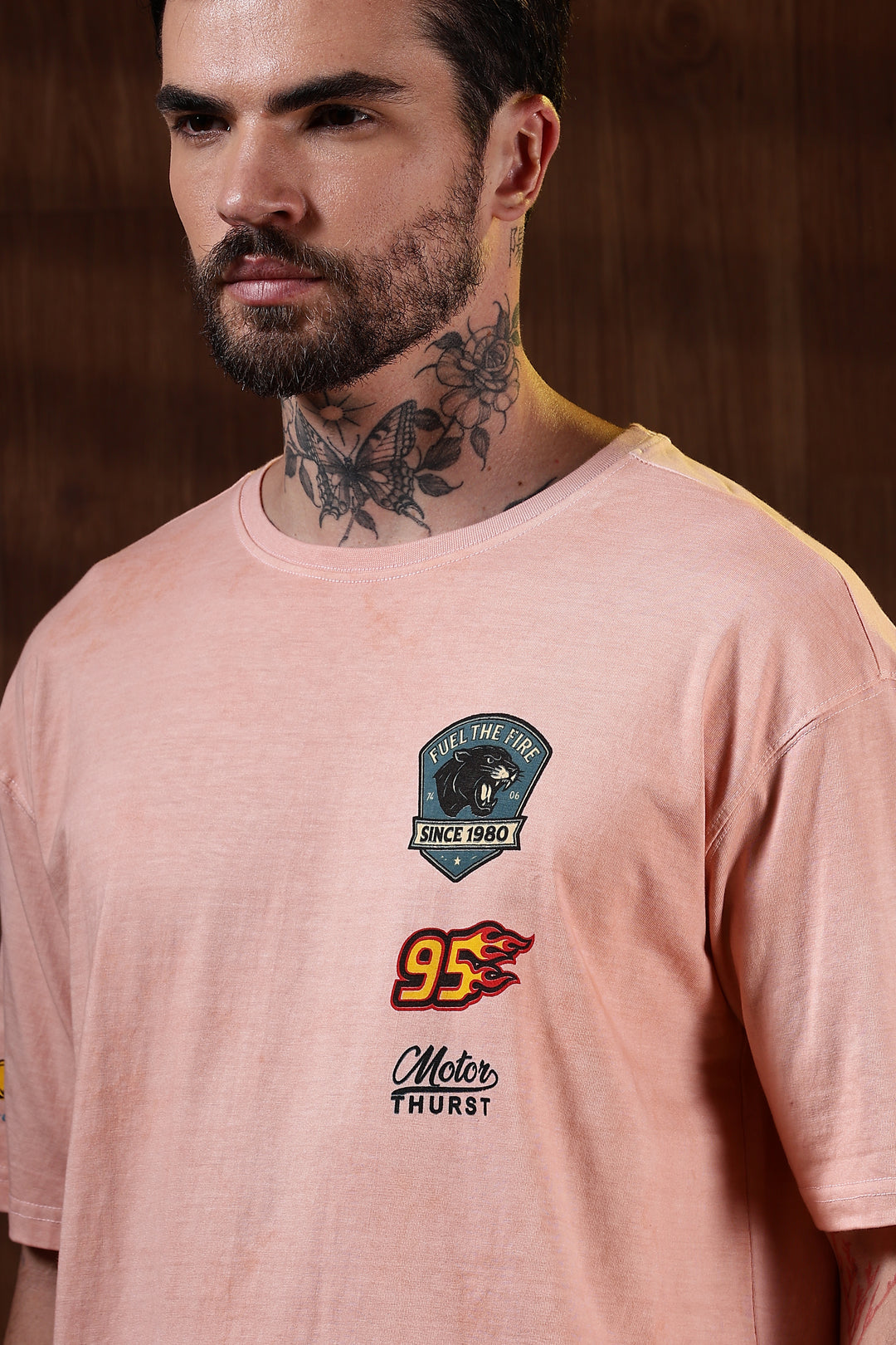 Motor-Thrust : Dyed Peach Oversized Tshirt
