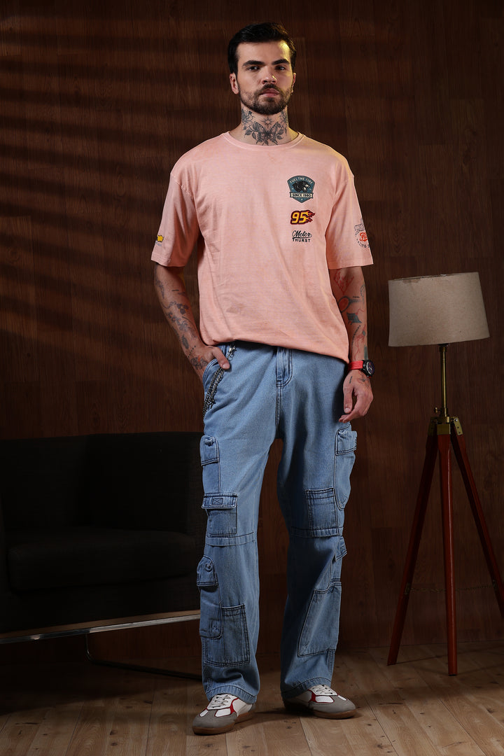 Motor-Thrust : Dyed Peach Oversized Tshirt