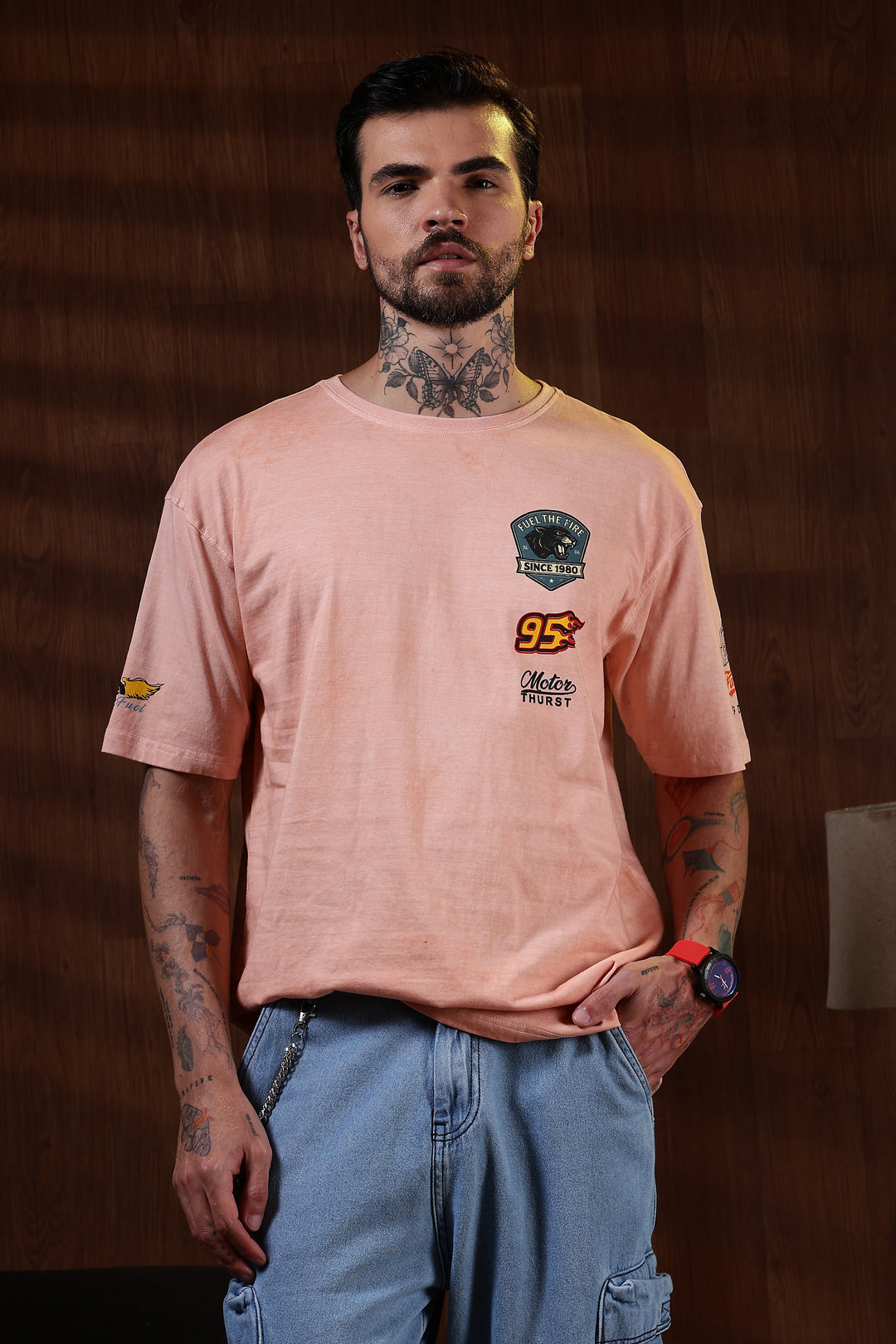 Motor-Thrust : Dyed Peach Oversized Tshirt