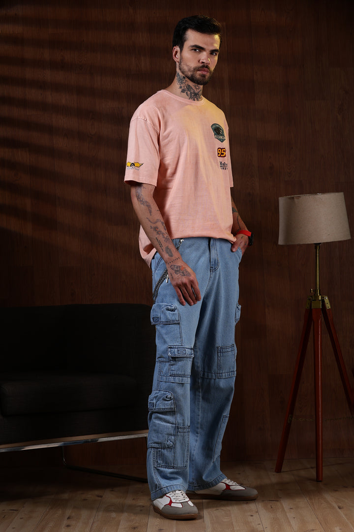 Motor-Thrust : Dyed Peach Oversized Tshirt
