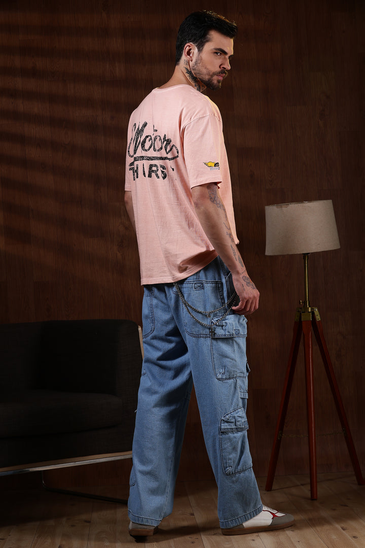 Motor-Thrust : Dyed Peach Oversized Tshirt