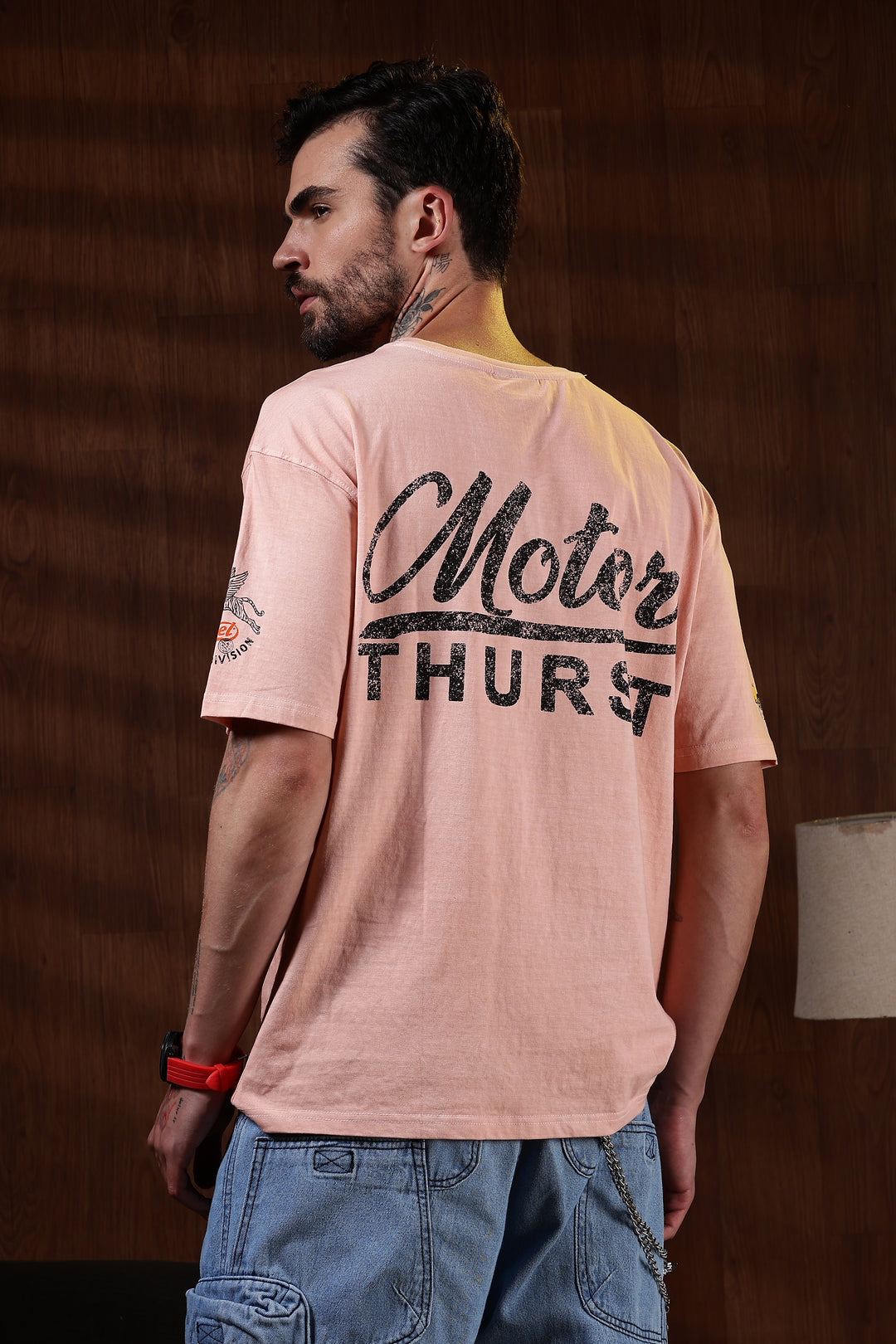 Motor-Thrust : Dyed Peach Oversized Tshirt