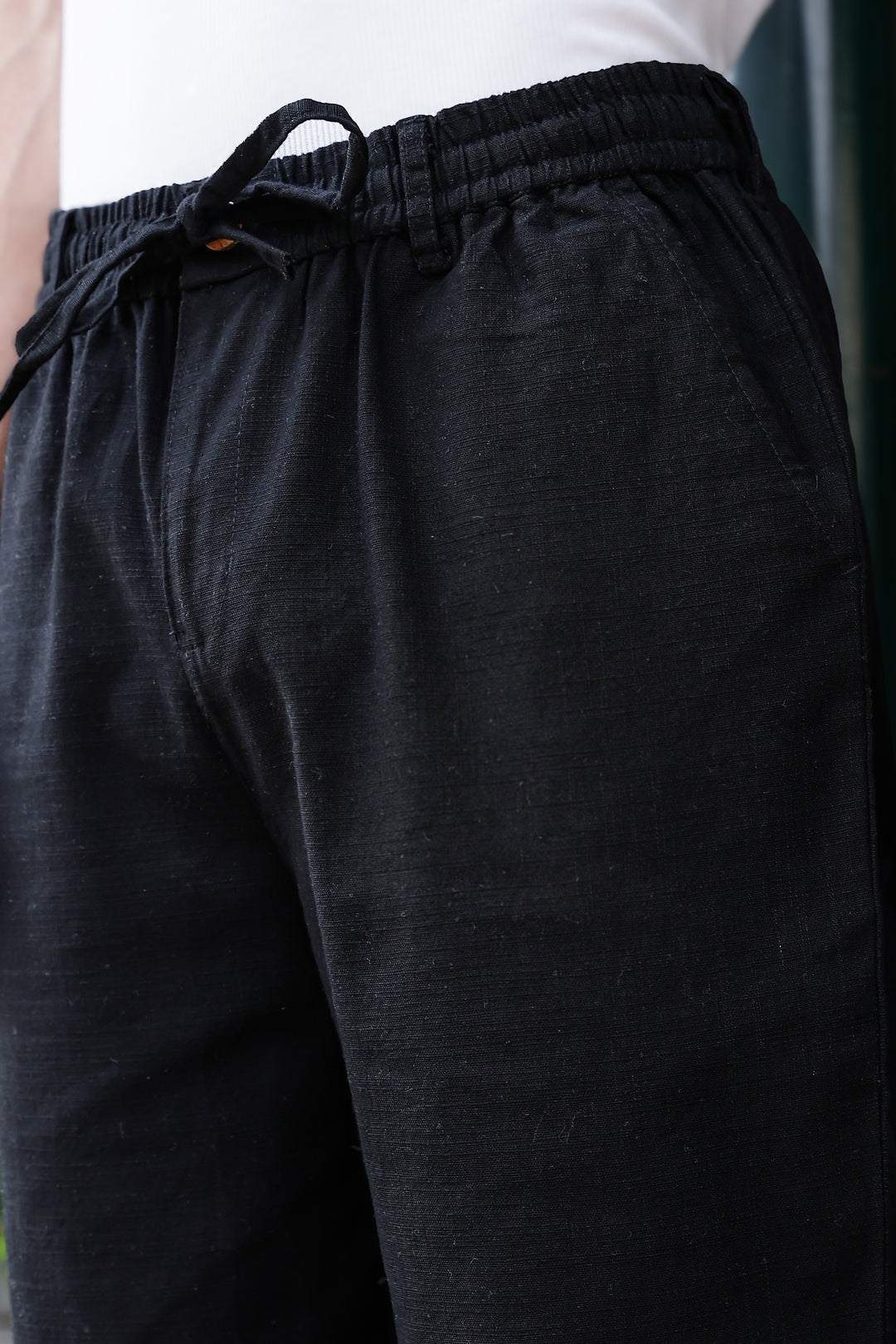 Linen : Black Baggy Trousers