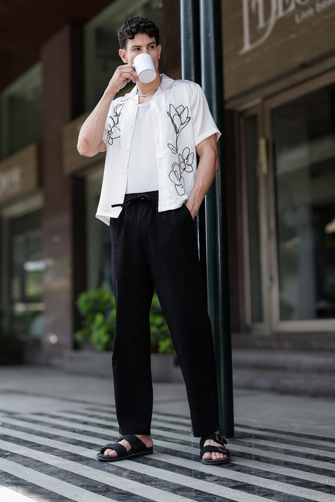 Linen : Black Baggy Trousers