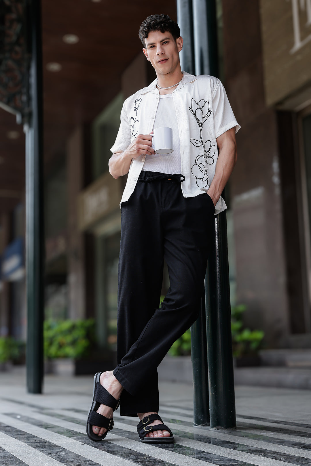 Linen : Black Baggy Trousers