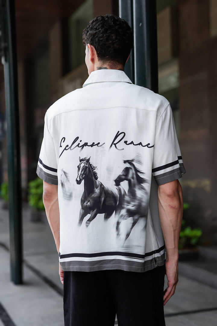 Eclipse Runner: Light Grey Oversized Shirt