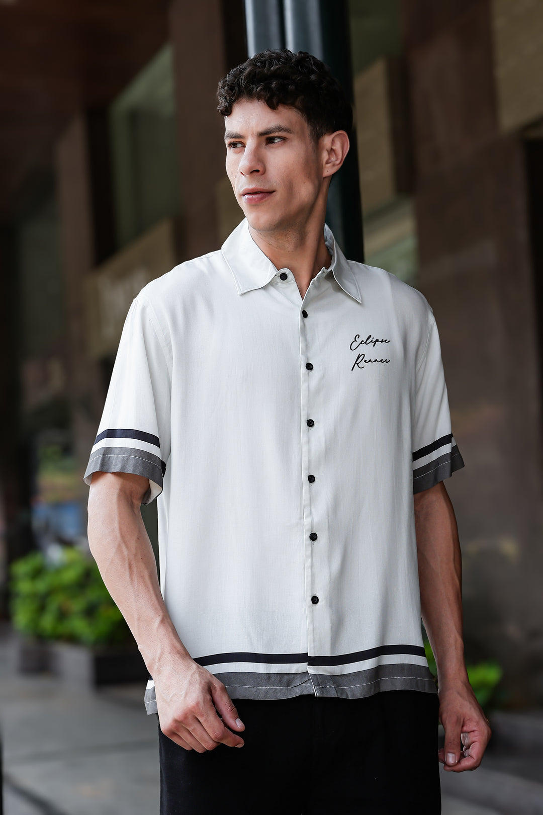 Eclipse Runner: Light Grey Oversized Shirt