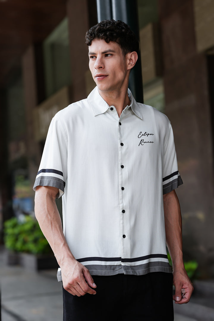 Eclipse Runner: Light Grey Oversized Shirt