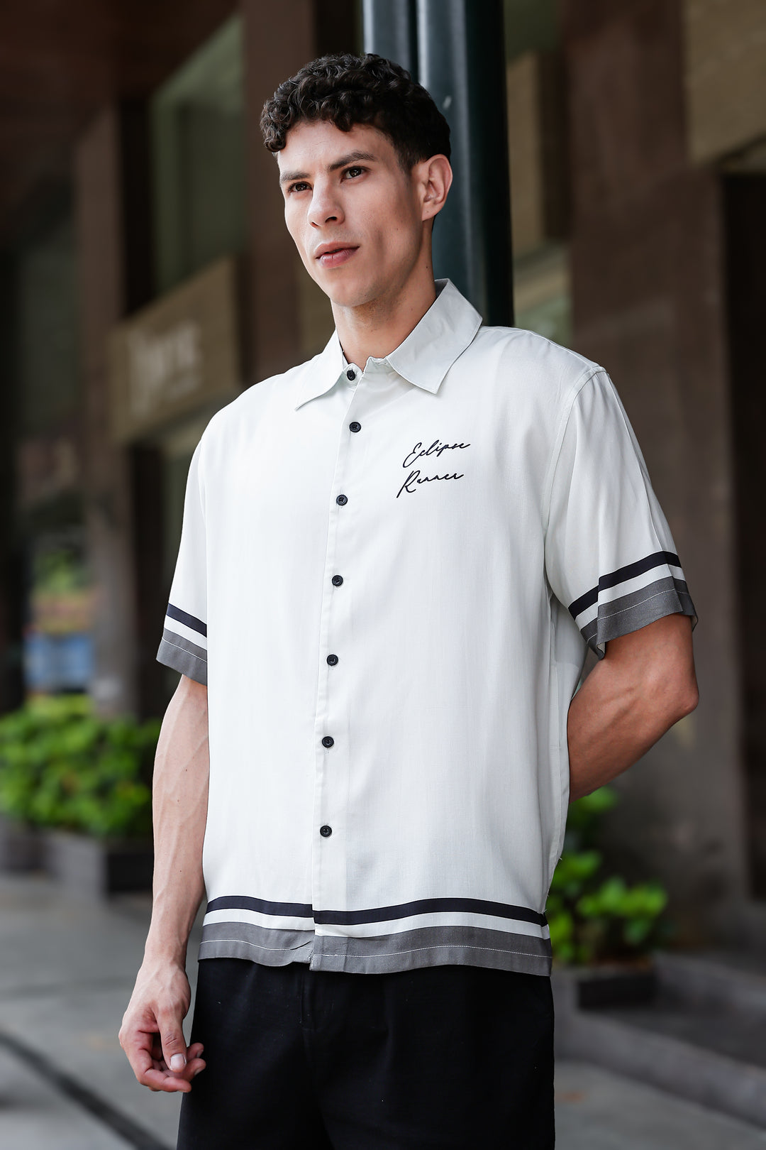Eclipse Runner: Light Grey Oversized Shirt