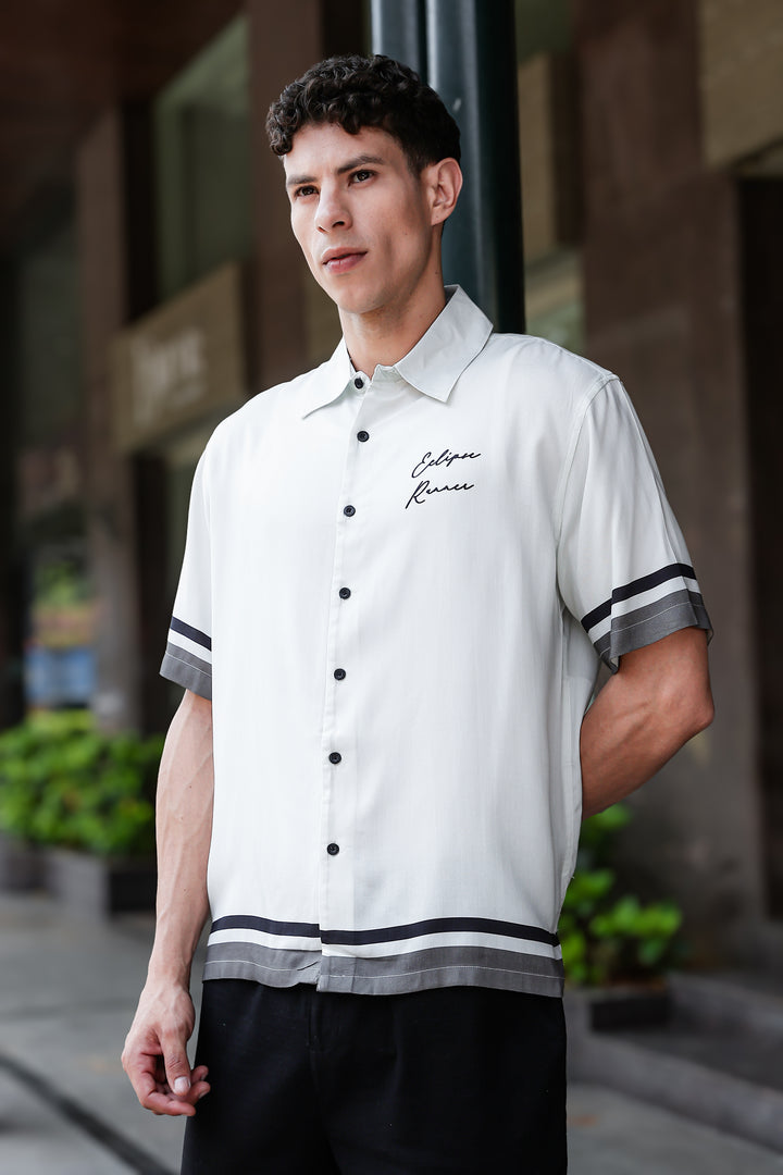 Eclipse Runner: Light Grey Oversized Shirt