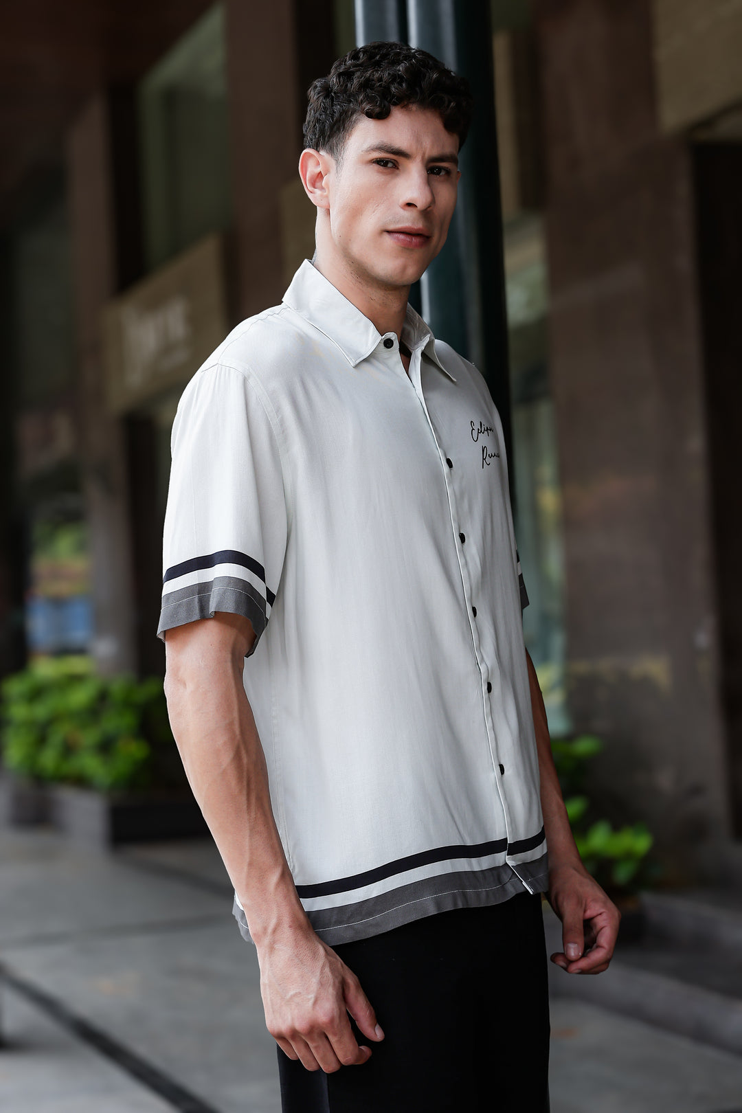 Eclipse Runner: Light Grey Oversized Shirt