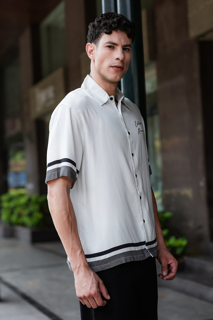 Eclipse Runner: Light Grey Oversized Shirt