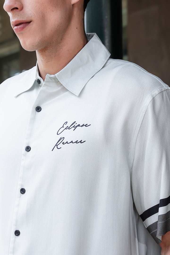 Eclipse Runner: Light Grey Oversized Shirt