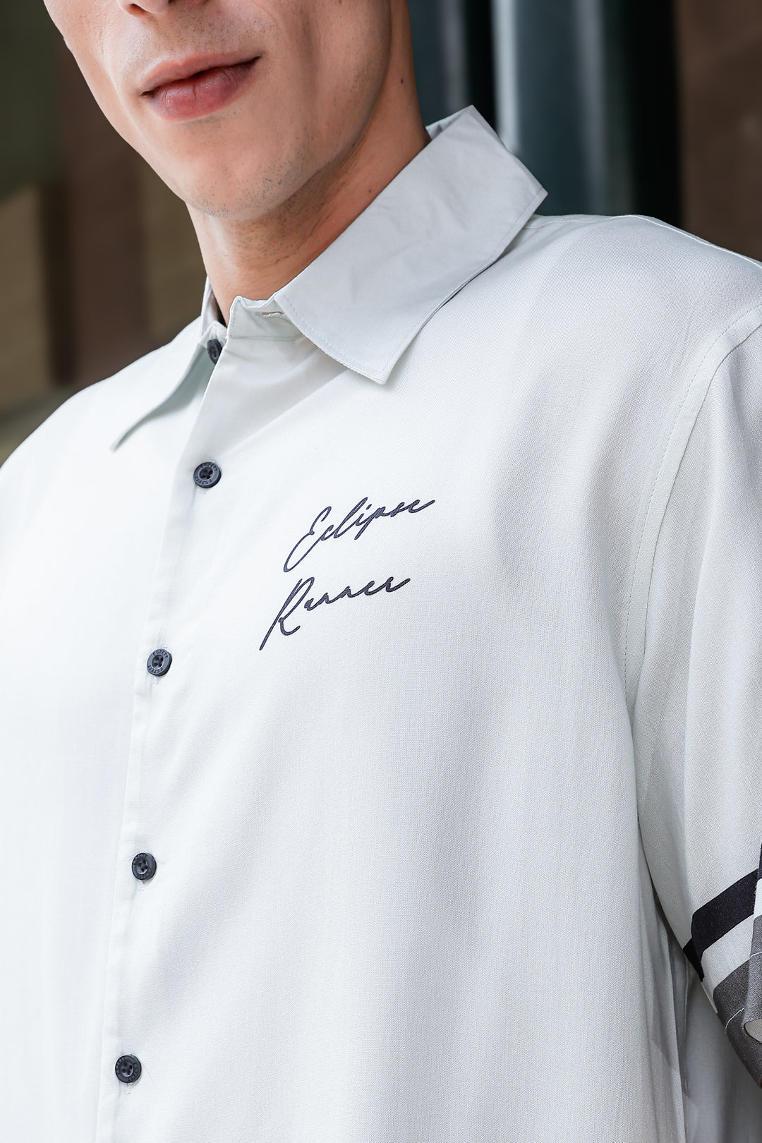 Eclipse Runner: Light Grey Oversized Shirt