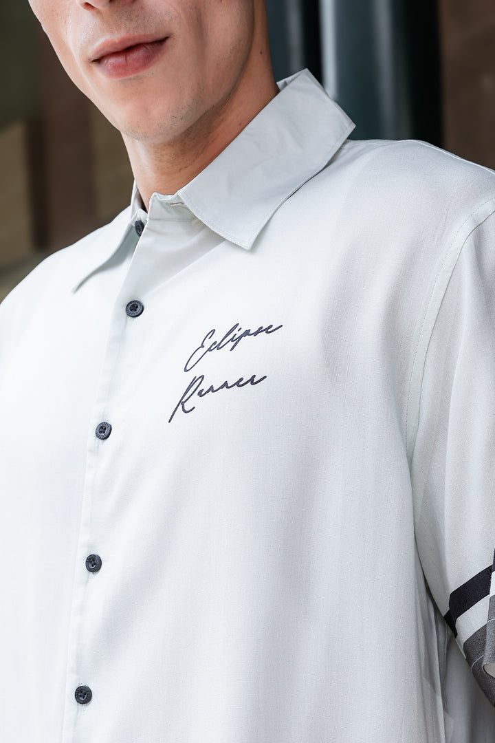 Eclipse Runner: Light Grey Oversized Shirt