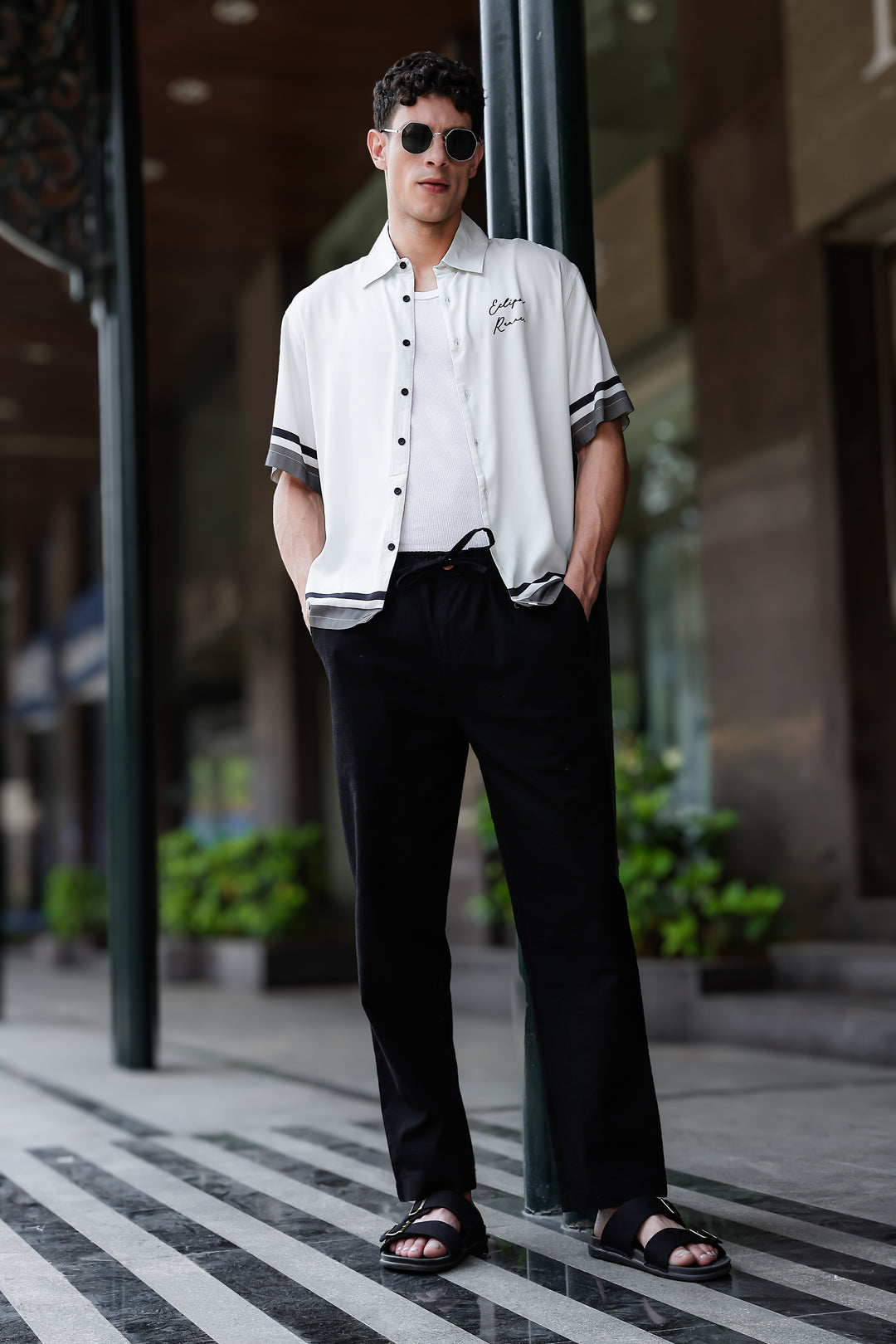 Eclipse Runner: Light Grey Oversized Shirt