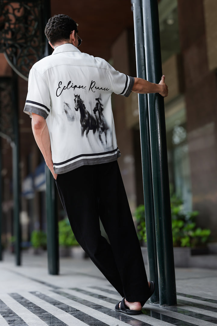 Eclipse Runner: Light Grey Oversized Shirt