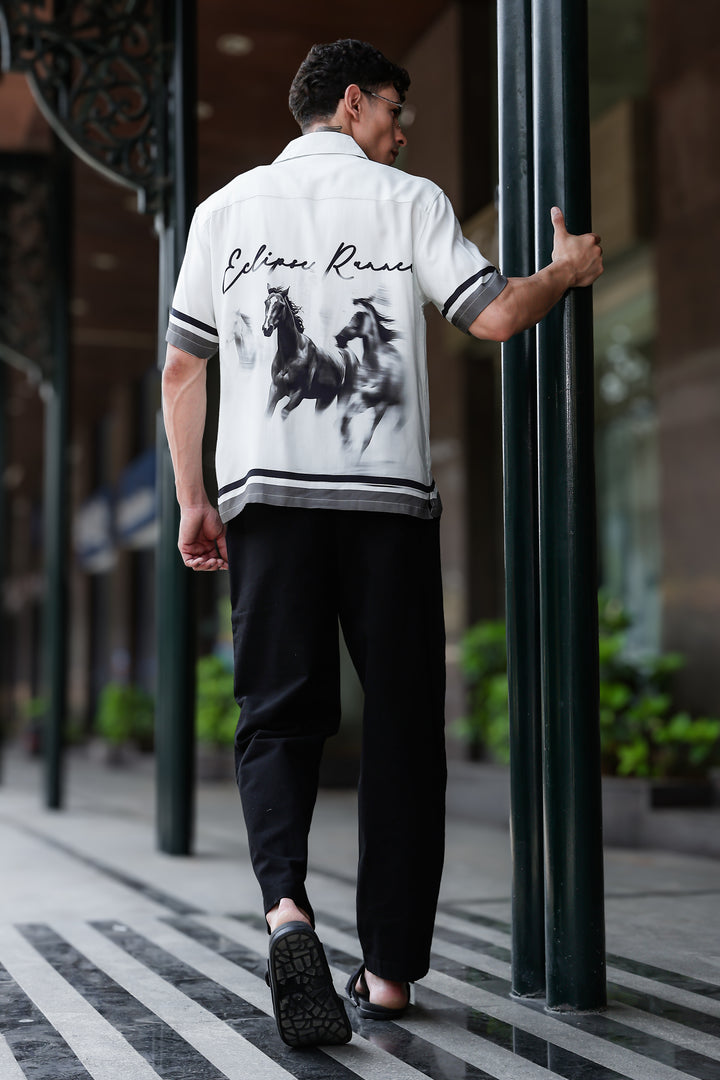 Eclipse Runner: Light Grey Oversized Shirt