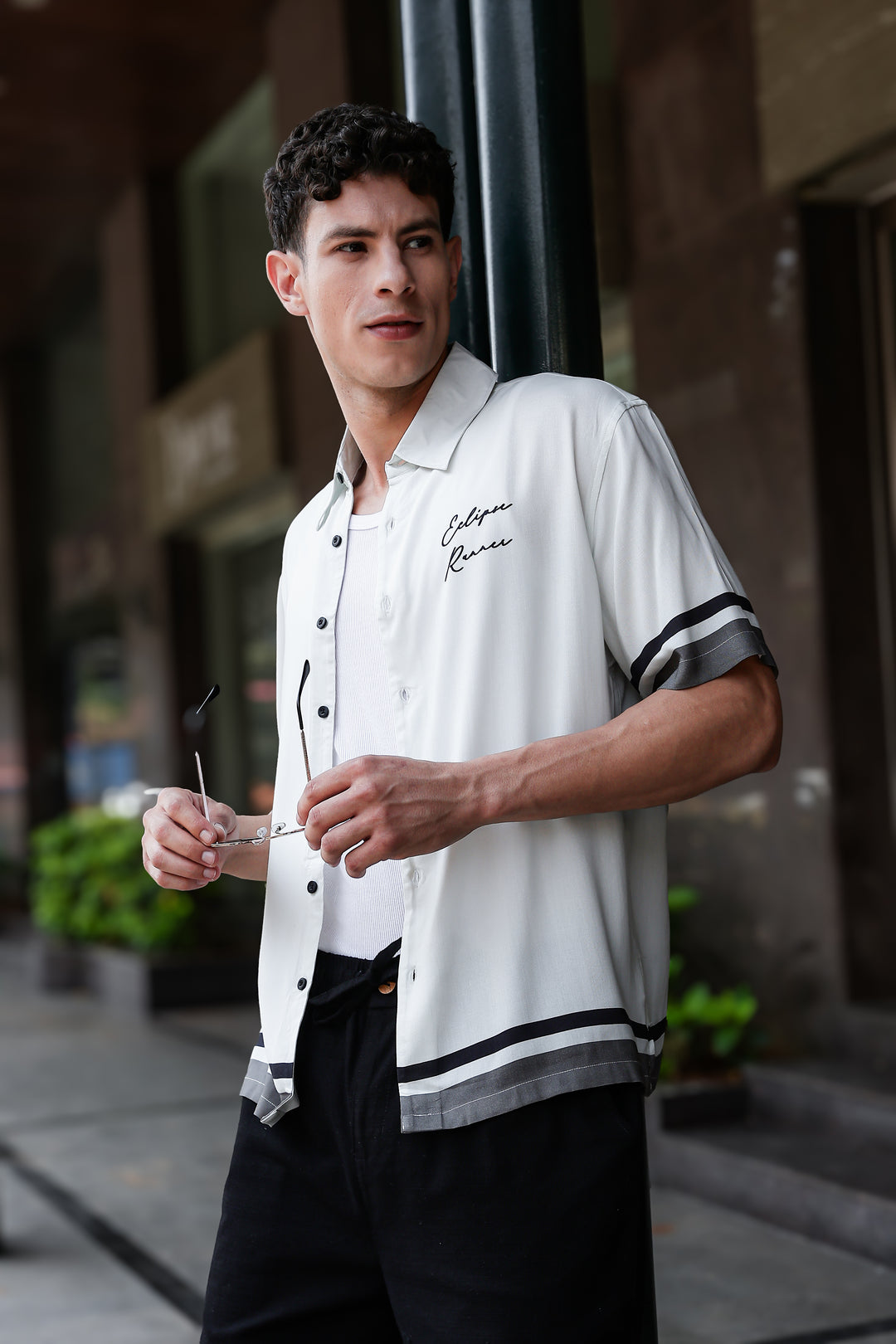 Eclipse Runner: Light Grey Oversized Shirt