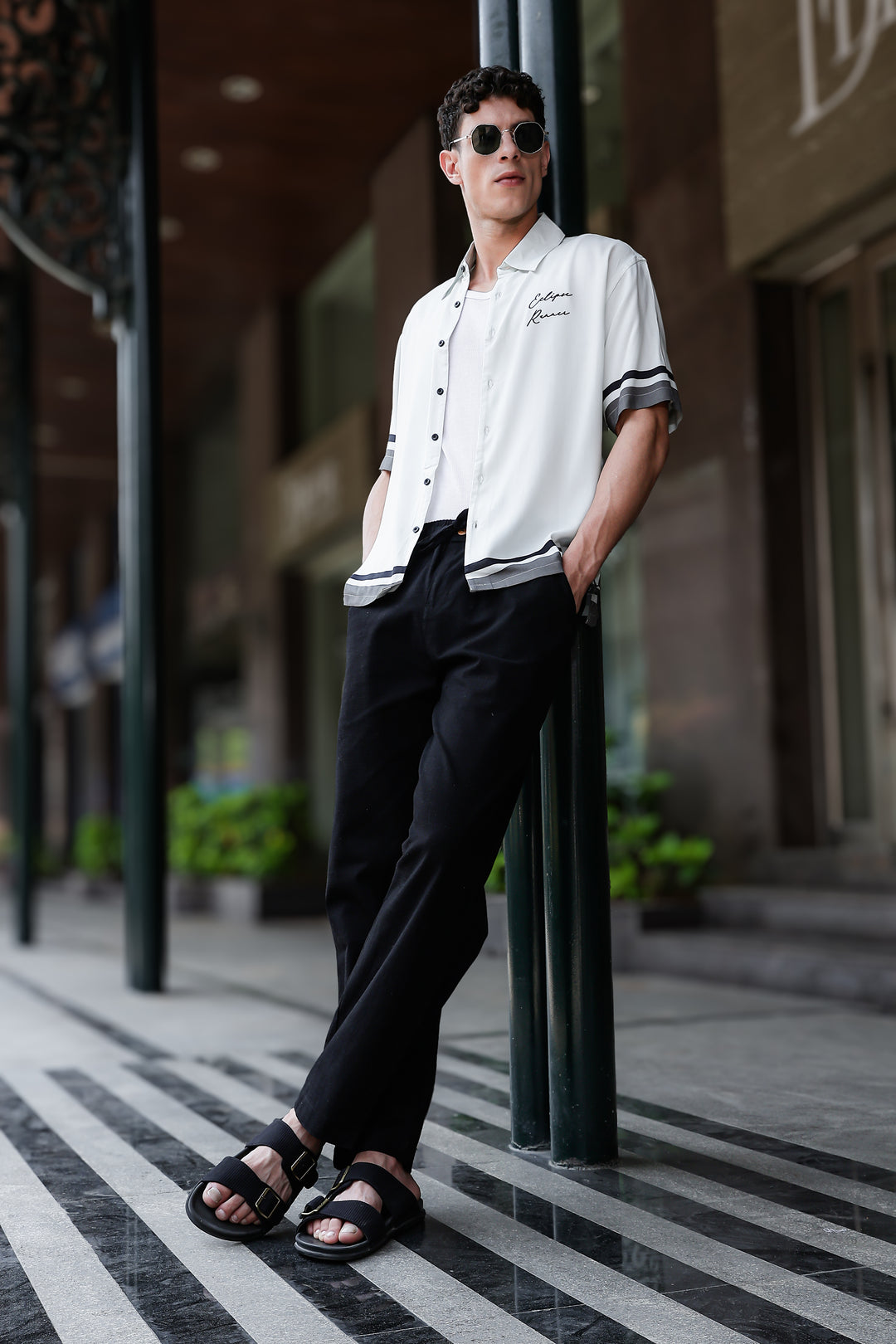 Eclipse Runner: Light Grey Oversized Shirt