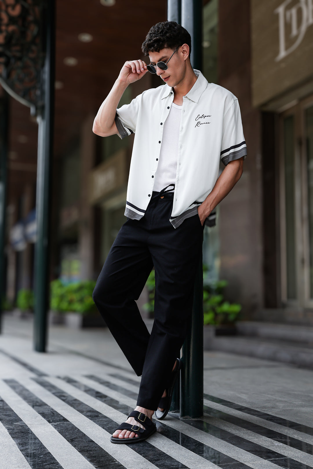 Eclipse Runner: Light Grey Oversized Shirt