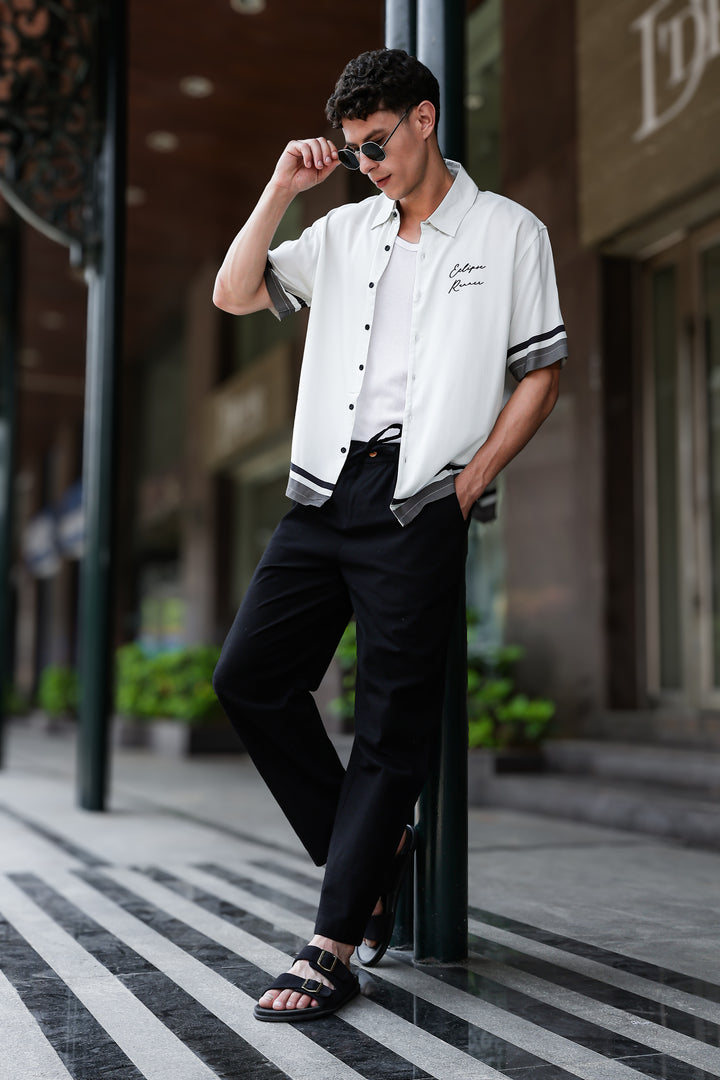 Eclipse Runner: Light Grey Oversized Shirt