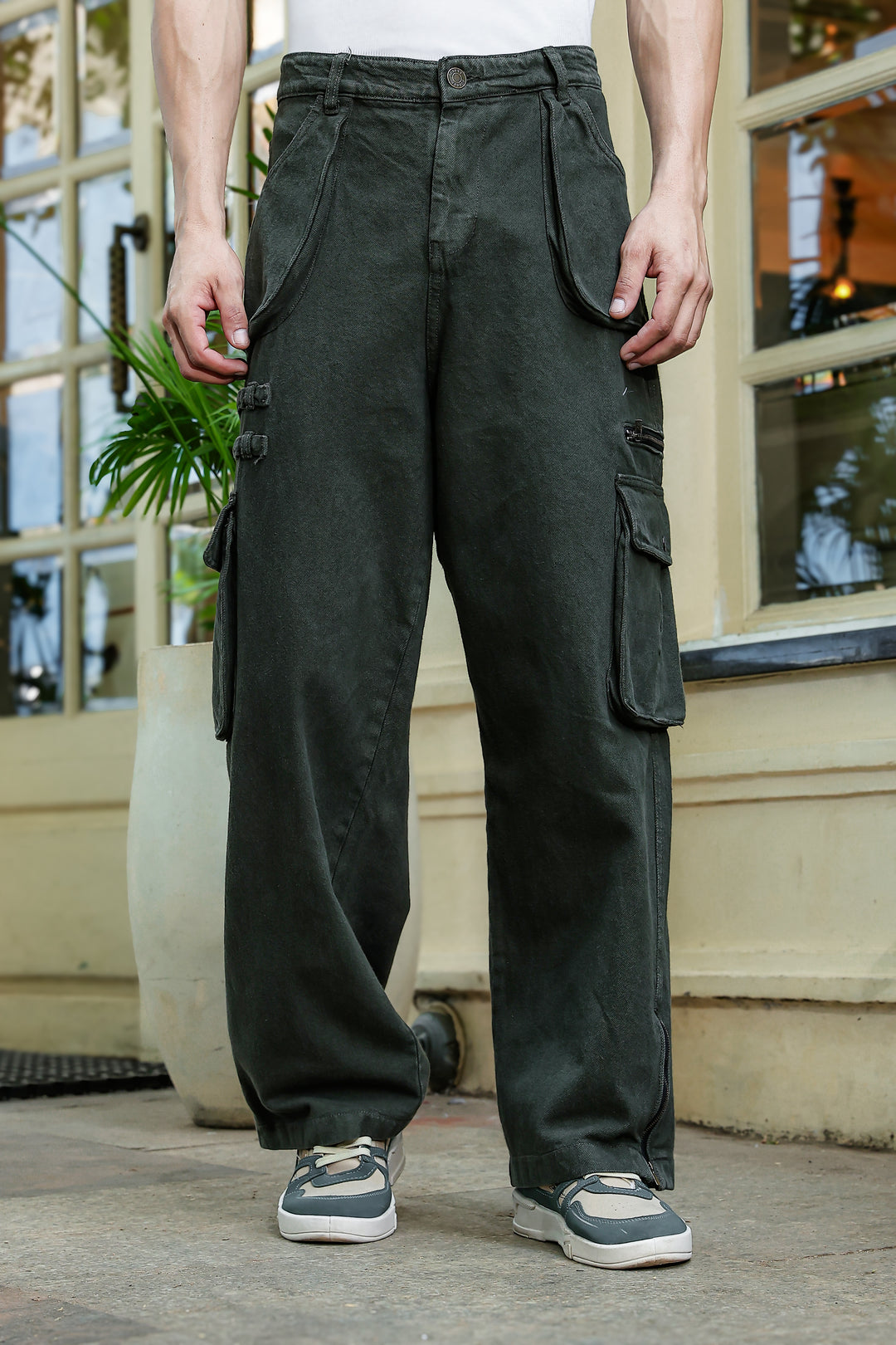 Olive Dyed Cargo Pants